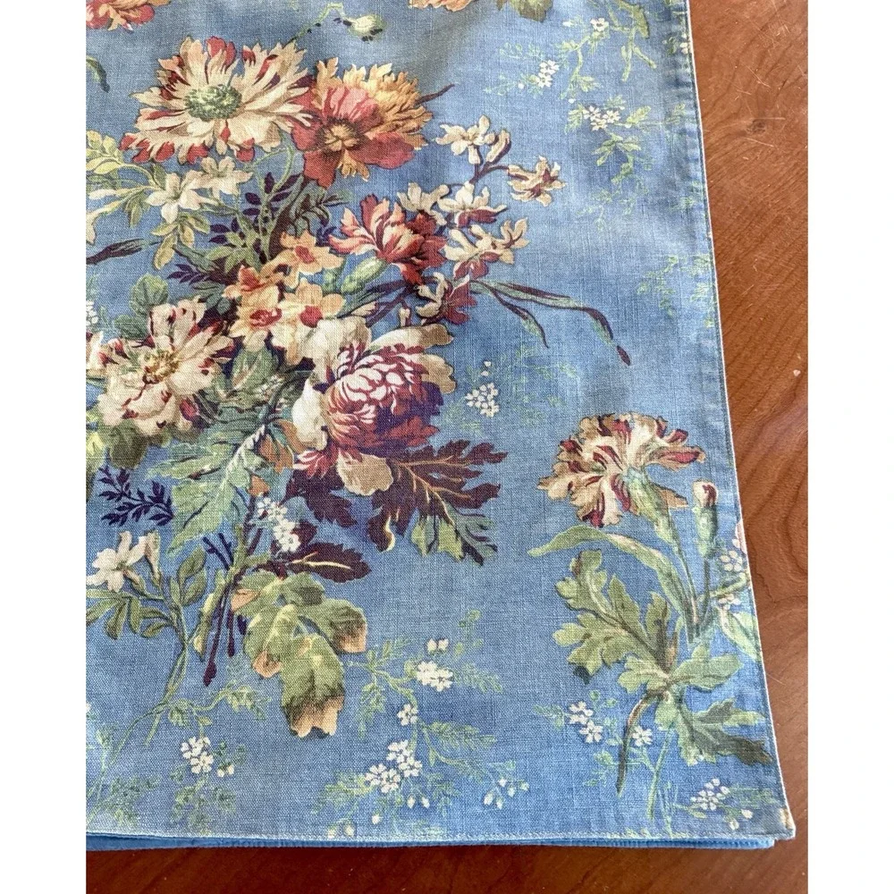 Pottery Barn Meadow Cotton Table Runner 18x102 Blue Floral